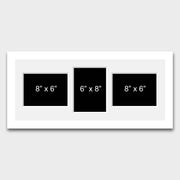 Multi Photo Picture Frame to hold 3 8" x 6" mixed photos in a White Wood Frame - Multi Photo Frames